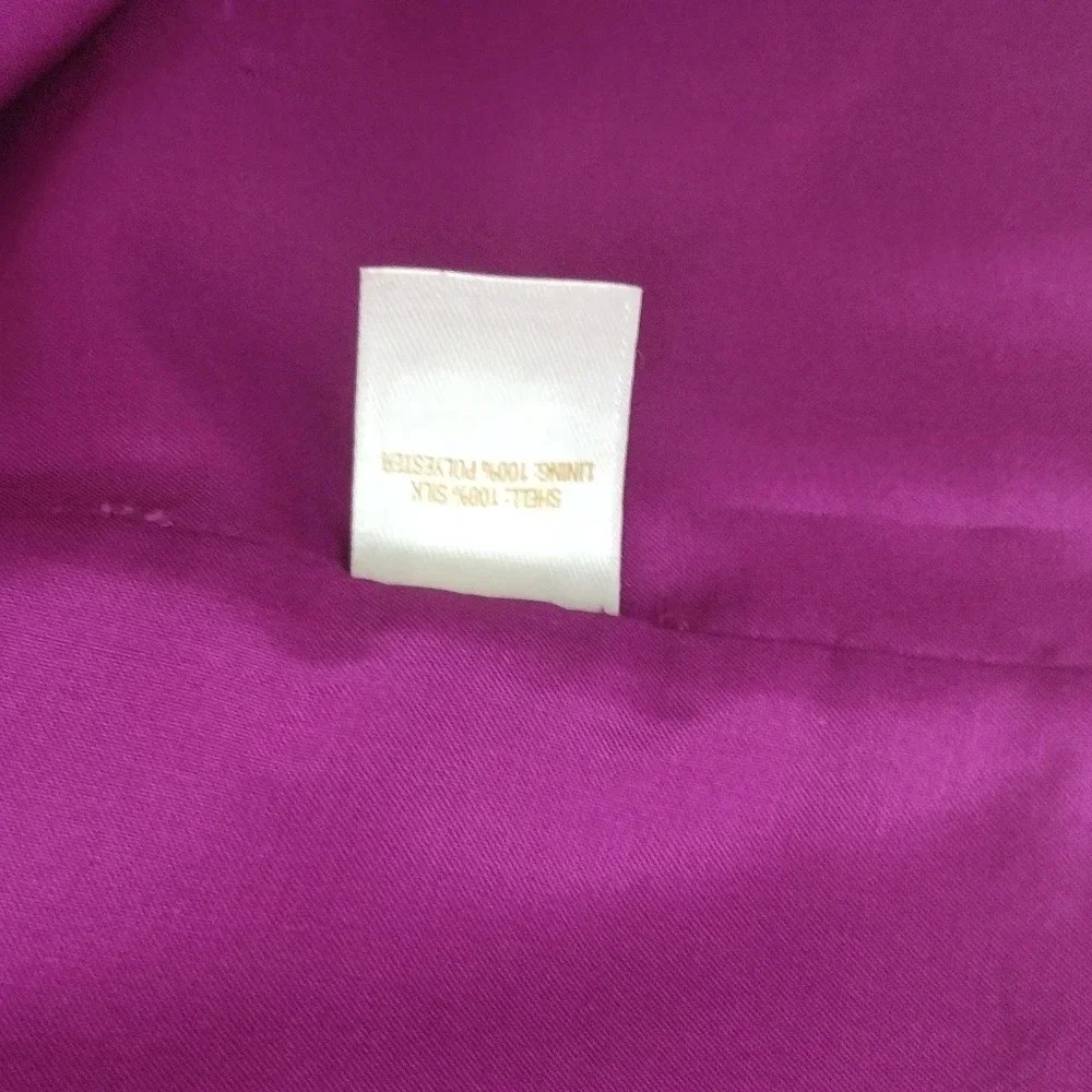 Women Kate Spade Accent Bow Fuchsia Silk Sleeveless Rear Zip Casual Dress Size 8